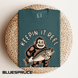 Funny Sasquatch Fishing Comfort Colors Shirt, Keepin It Reel Bigfoot Angler Tee, Fisherman Gift Shirt, Lake Life Outdoor Graphic Tee