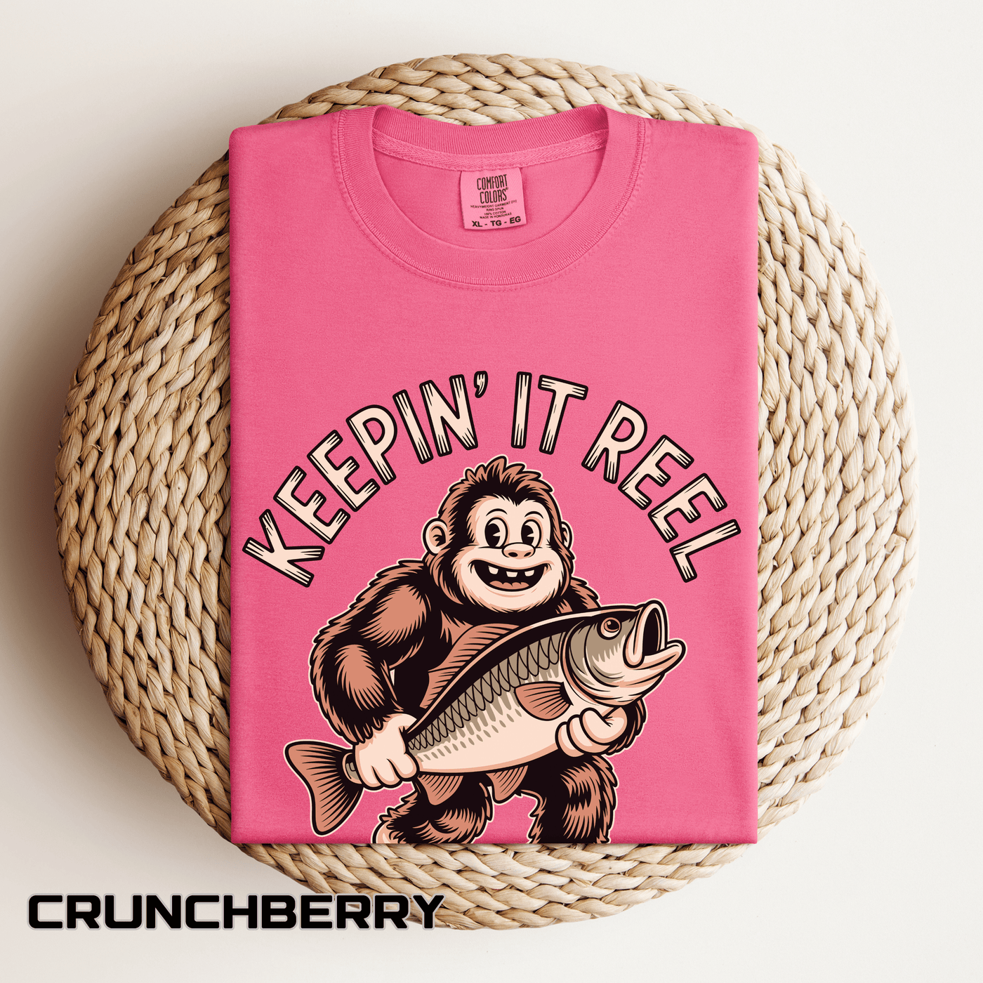 Funny Sasquatch Fishing Comfort Colors Shirt, Keepin It Reel Bigfoot Angler Tee, Fisherman Gift Shirt, Lake Life Outdoor Graphic Tee