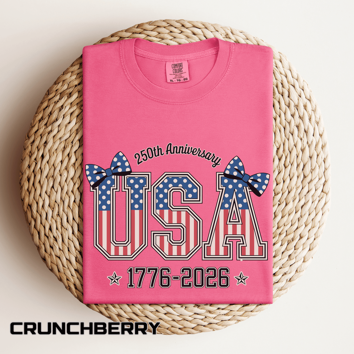 USA 250th Anniversary Comfort Colors Shirt, Patriotic Coquette Bow Tee, America 1776 2026 Graphic Shirt, Fourth of July Gift