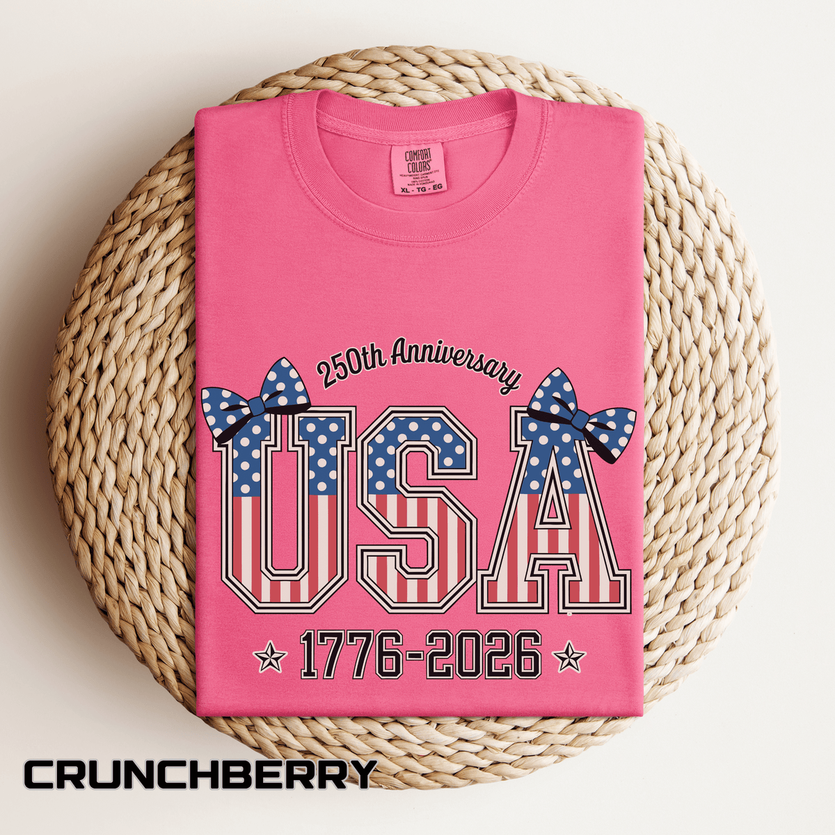 USA 250th Anniversary Comfort Colors Shirt, Patriotic Coquette Bow Tee, America 1776 2026 Graphic Shirt, Fourth of July Gift