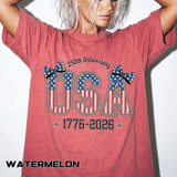 USA 250th Anniversary Comfort Colors Shirt, Patriotic Coquette Bow Tee, America 1776 2026 Graphic Shirt, Fourth of July Gift