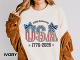 USA 250th Anniversary Comfort Colors Shirt, Patriotic Coquette Bow Tee, America 1776 2026 Graphic Shirt, Fourth of July Gift