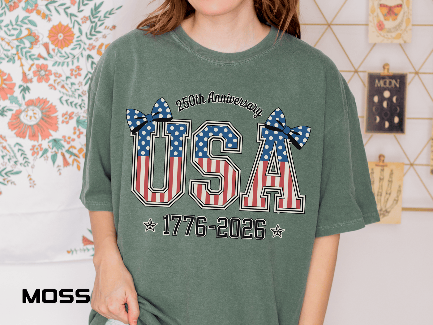 USA 250th Anniversary Comfort Colors Shirt, Patriotic Coquette Bow Tee, America 1776 2026 Graphic Shirt, Fourth of July Gift