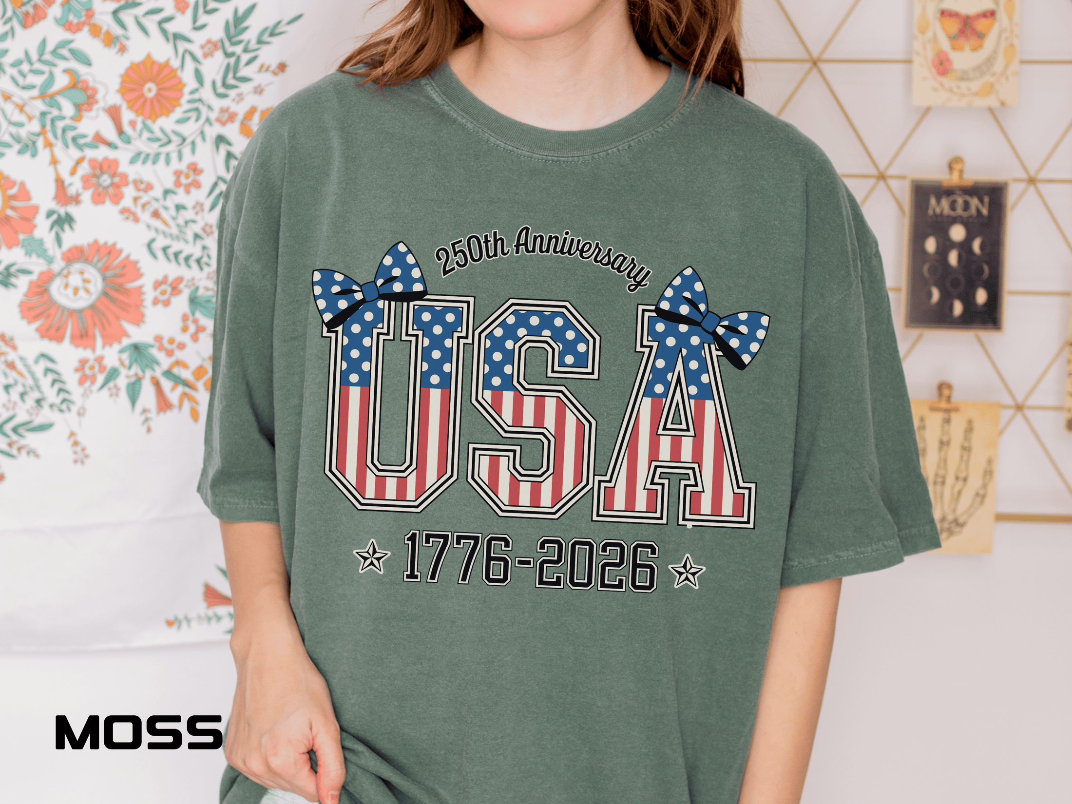 USA 250th Anniversary Comfort Colors Shirt, Patriotic Coquette Bow Tee, America 1776 2026 Graphic Shirt, Fourth of July Gift
