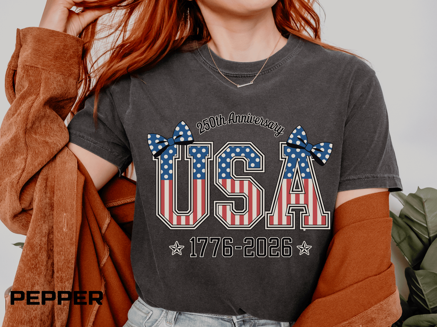 USA 250th Anniversary Comfort Colors Shirt, Patriotic Coquette Bow Tee, America 1776 2026 Graphic Shirt, Fourth of July Gift