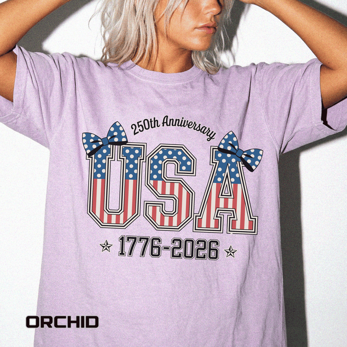 USA 250th Anniversary Comfort Colors Shirt, Patriotic Coquette Bow Tee, America 1776 2026 Graphic Shirt, Fourth of July Gift