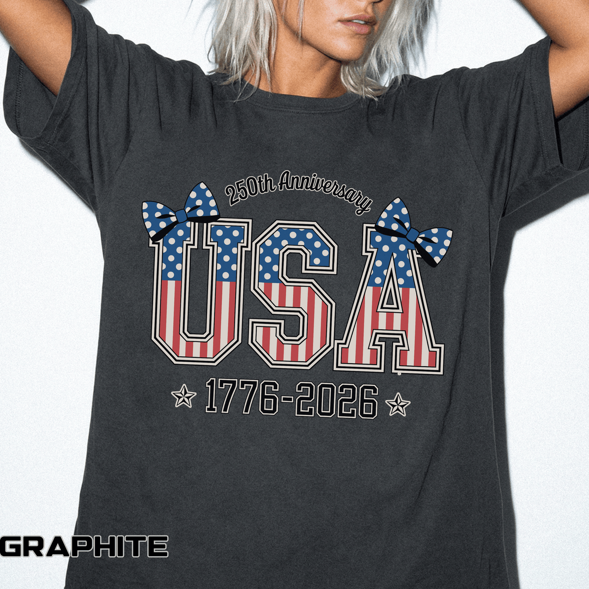 USA 250th Anniversary Comfort Colors Shirt, Patriotic Coquette Bow Tee, America 1776 2026 Graphic Shirt, Fourth of July Gift