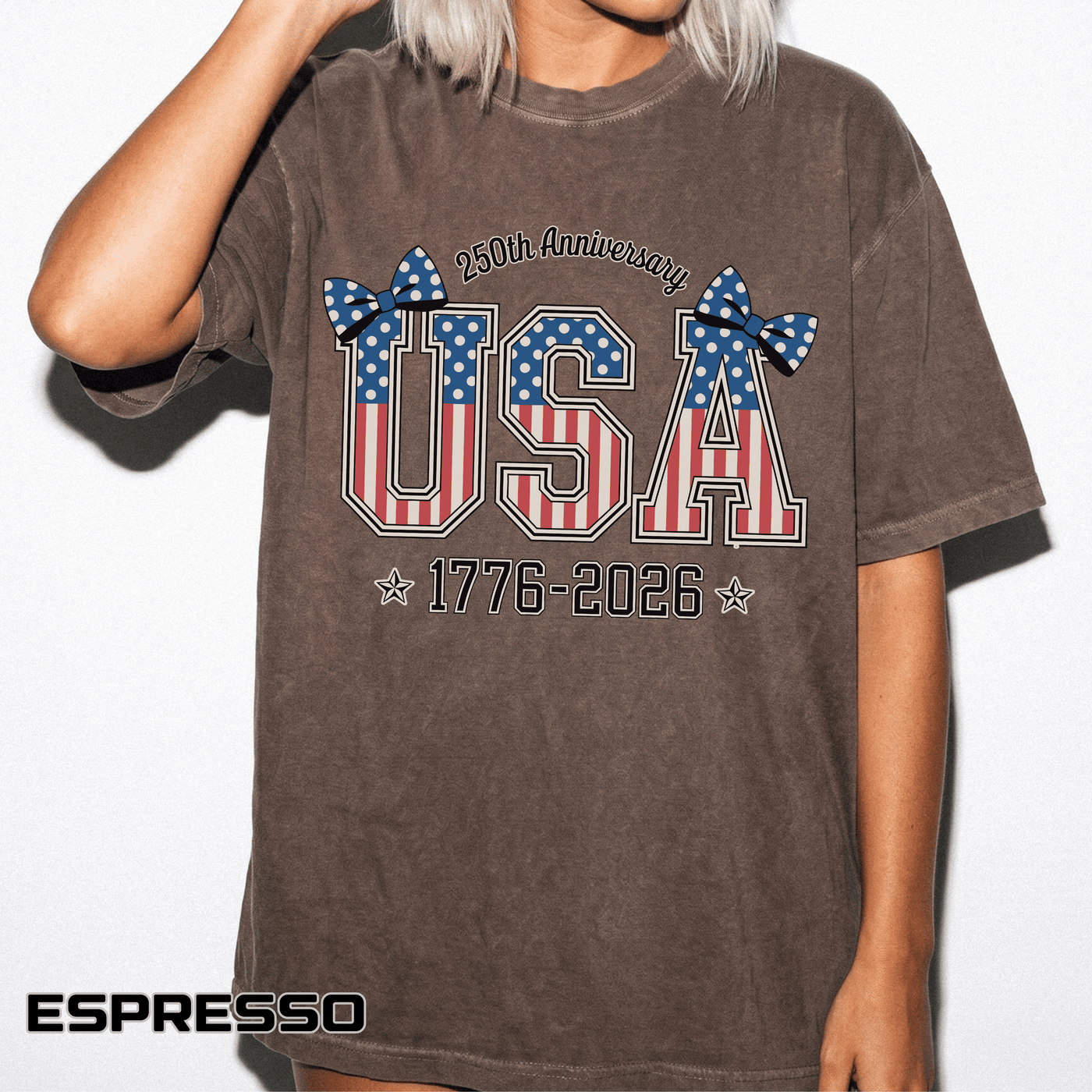 USA 250th Anniversary Comfort Colors Shirt, Patriotic Coquette Bow Tee, America 1776 2026 Graphic Shirt, Fourth of July Gift