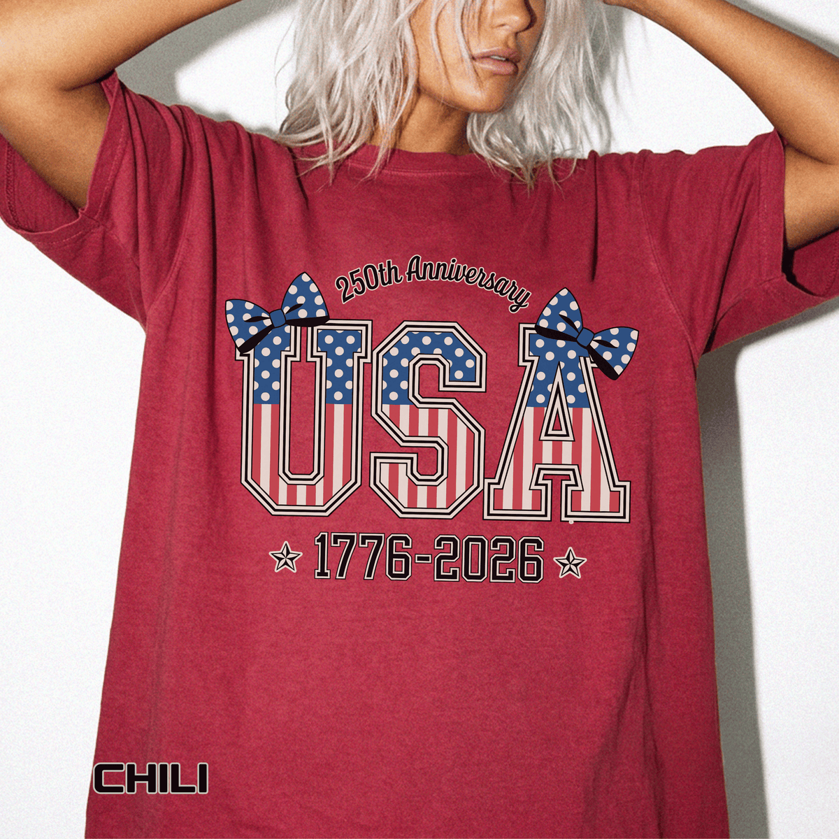 USA 250th Anniversary Comfort Colors Shirt, Patriotic Coquette Bow Tee, America 1776 2026 Graphic Shirt, Fourth of July Gift