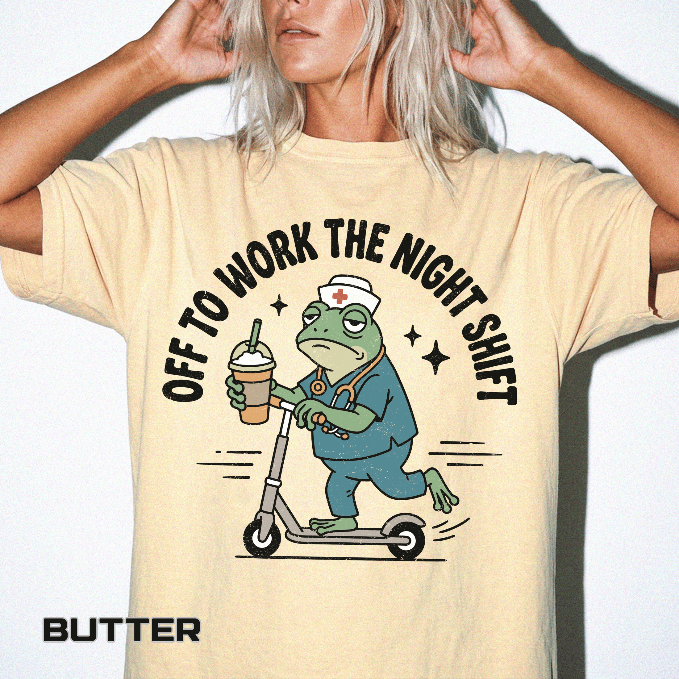 Night Shift Nurse Comfort Colors Shirt, Funny Nurse Frog Tee, Healthcare Worker Gift, RN CNA Nursing School Graduate Shirt
