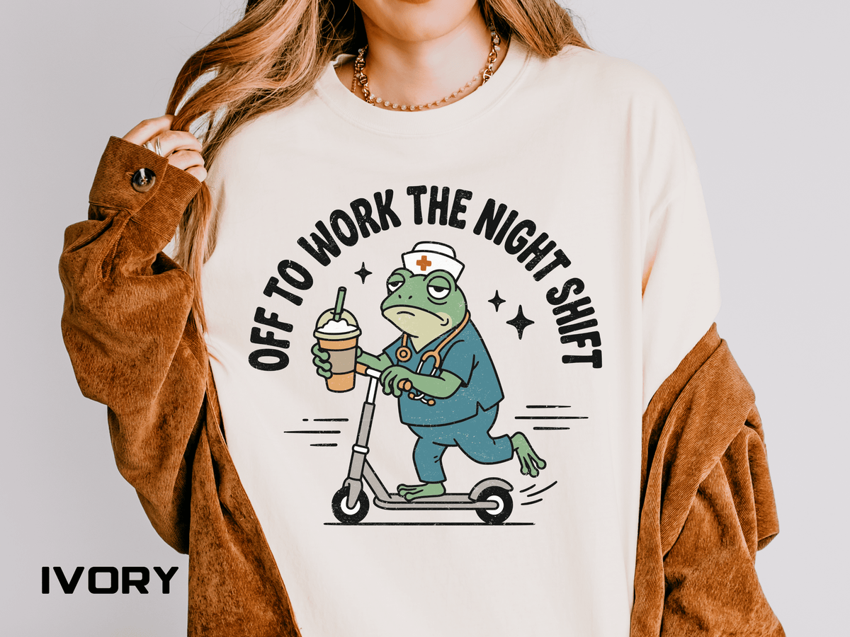 Night Shift Nurse Comfort Colors Shirt, Funny Nurse Frog Tee, Healthcare Worker Gift, RN CNA Nursing School Graduate Shirt