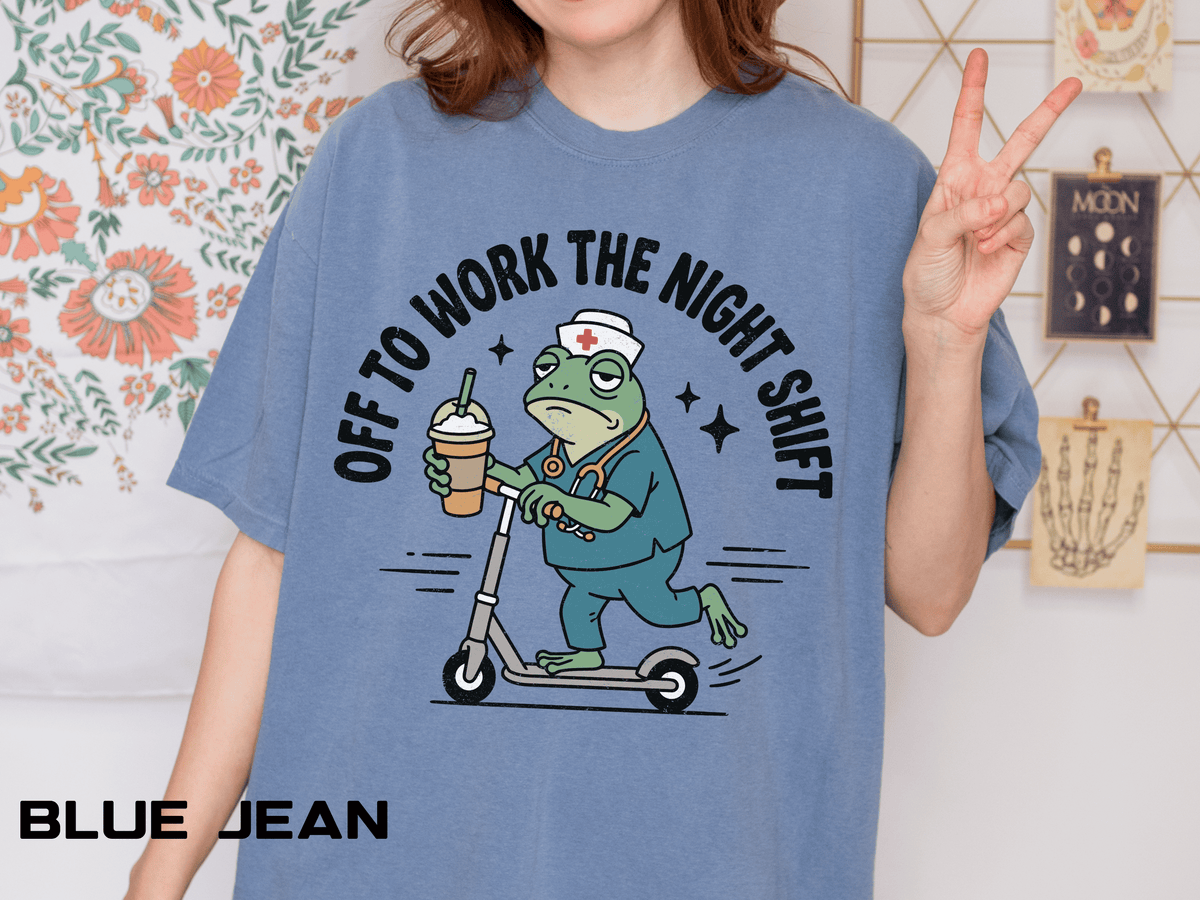 Night Shift Nurse Comfort Colors Shirt, Funny Nurse Frog Tee, Healthcare Worker Gift, RN CNA Nursing School Graduate Shirt