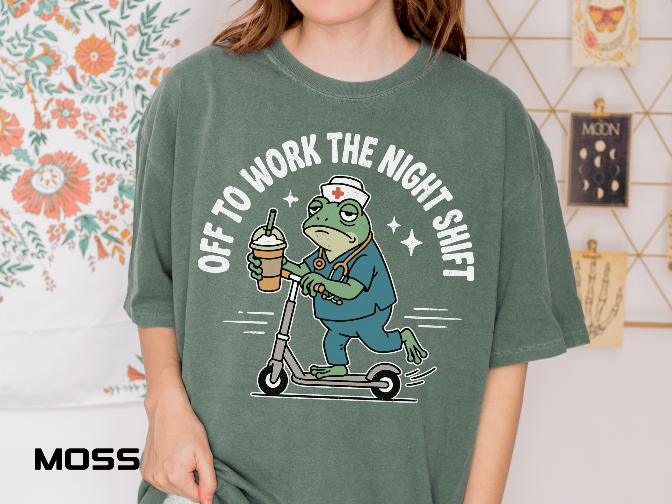 Night Shift Nurse Comfort Colors Shirt, Funny Nurse Frog Tee, Healthcare Worker Gift, RN CNA Nursing School Graduate Shirt