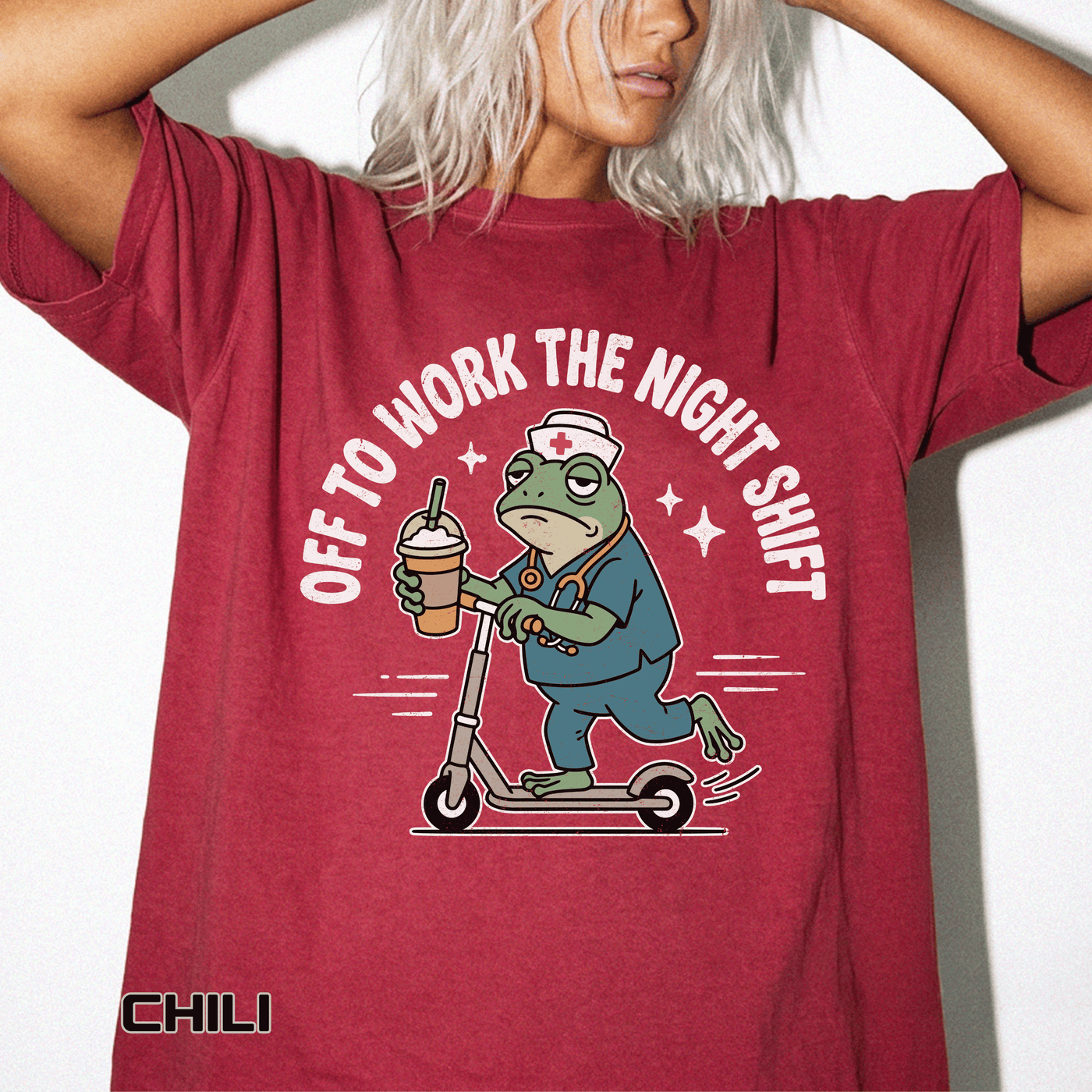 Night Shift Nurse Comfort Colors Shirt, Funny Nurse Frog Tee, Healthcare Worker Gift, RN CNA Nursing School Graduate Shirt