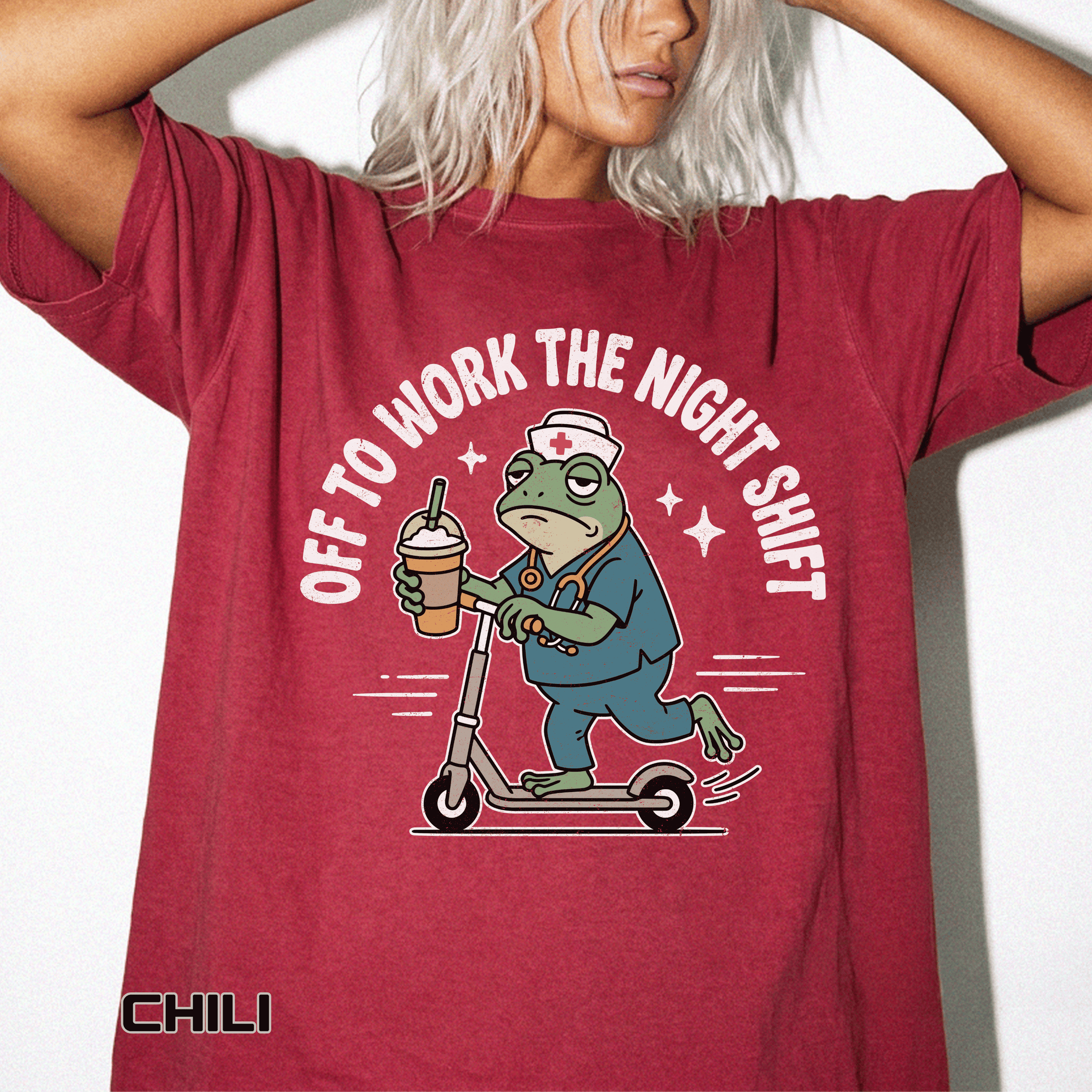 Night Shift Nurse Comfort Colors Shirt, Funny Nurse Frog Tee, Healthcare Worker Gift, RN CNA Nursing School Graduate Shirt