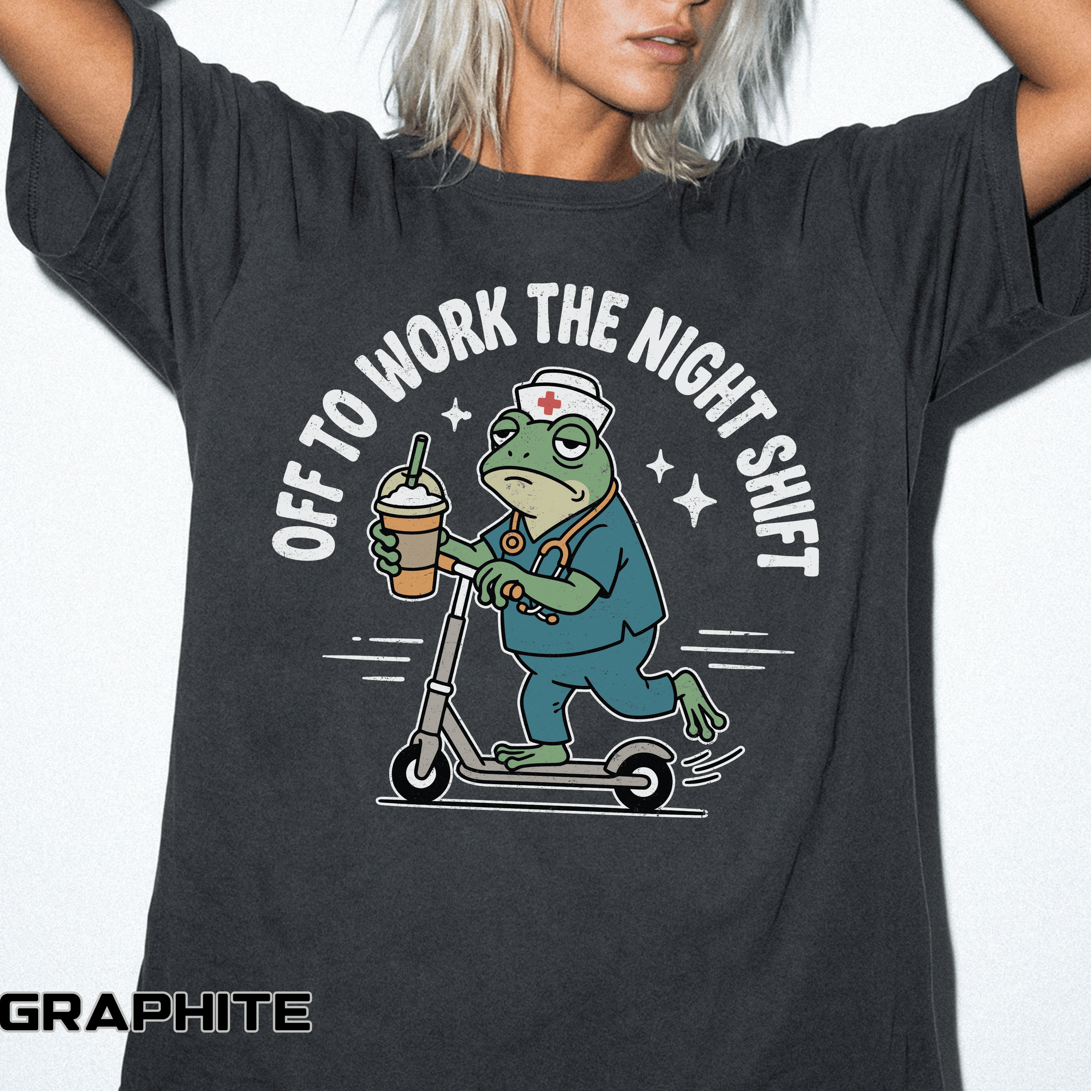 Night Shift Nurse Comfort Colors Shirt, Funny Nurse Frog Tee, Healthcare Worker Gift, RN CNA Nursing School Graduate Shirt