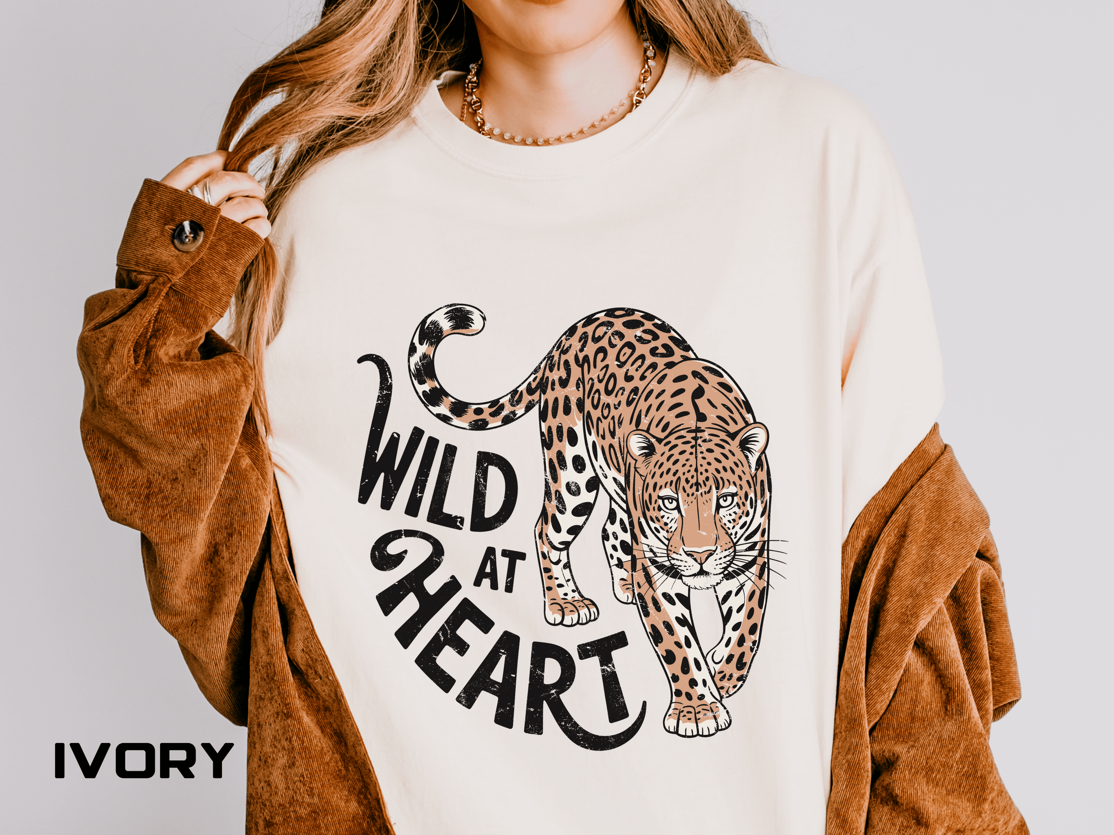 Leopard Graphic Comfort Colors Shirt, Wild At Heart Leopard Tee, Boho Animal Print Shirt, Safari Lover Gift for Women