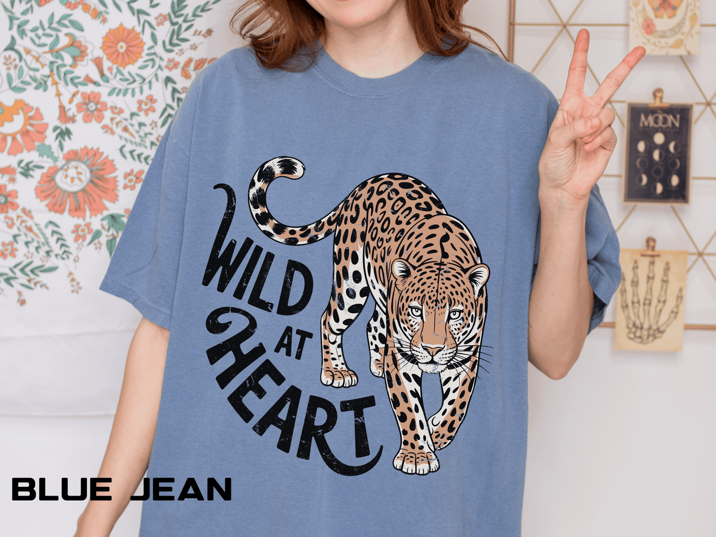 Leopard Graphic Comfort Colors Shirt, Wild At Heart Leopard Tee, Boho Animal Print Shirt, Safari Lover Gift for Women