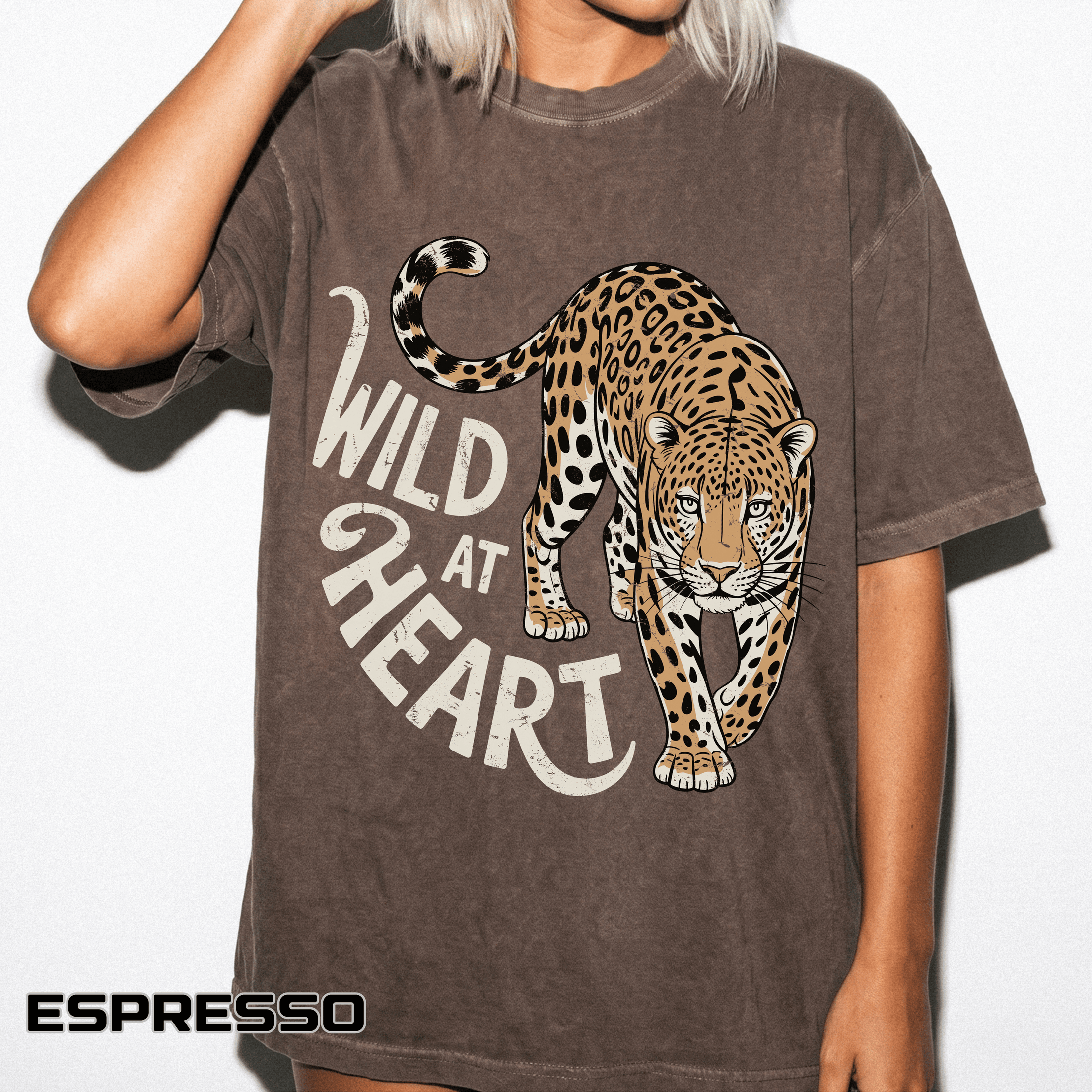 Leopard Graphic Comfort Colors Shirt, Wild At Heart Leopard Tee, Boho Animal Print Shirt, Safari Lover Gift for Women