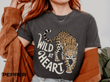 Leopard Graphic Comfort Colors Shirt, Wild At Heart Leopard Tee, Boho Animal Print Shirt, Safari Lover Gift for Women