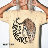 Leopard Graphic Comfort Colors Shirt, Wild At Heart Leopard Tee, Boho Animal Print Shirt, Safari Lover Gift for Women