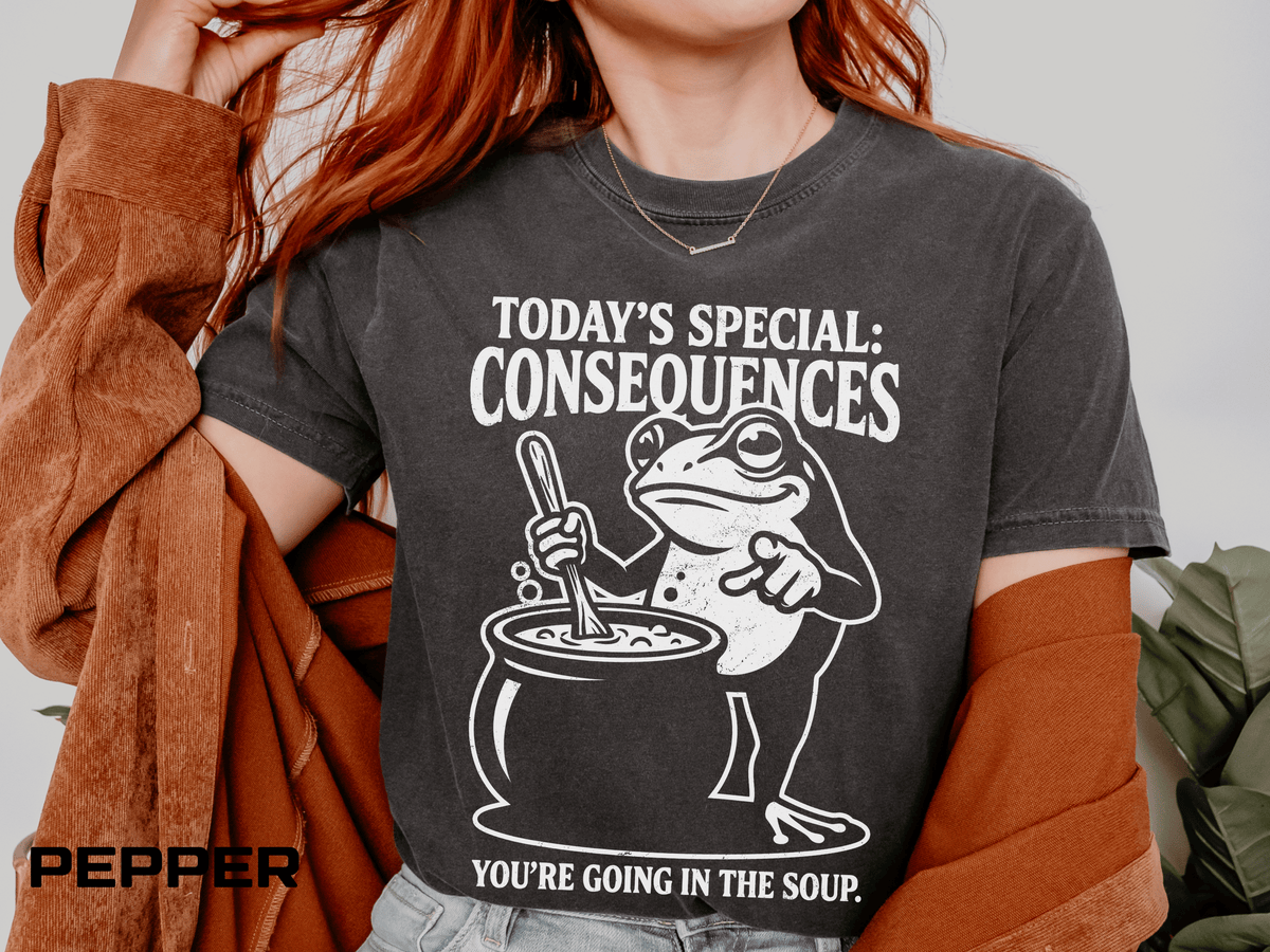 Funny Frog Consequences Shirt Comfort Colors Tee, Today's Special Consequences Teacher Shirt, Classroom Humor Gift, Retro Frog Graphic Tee