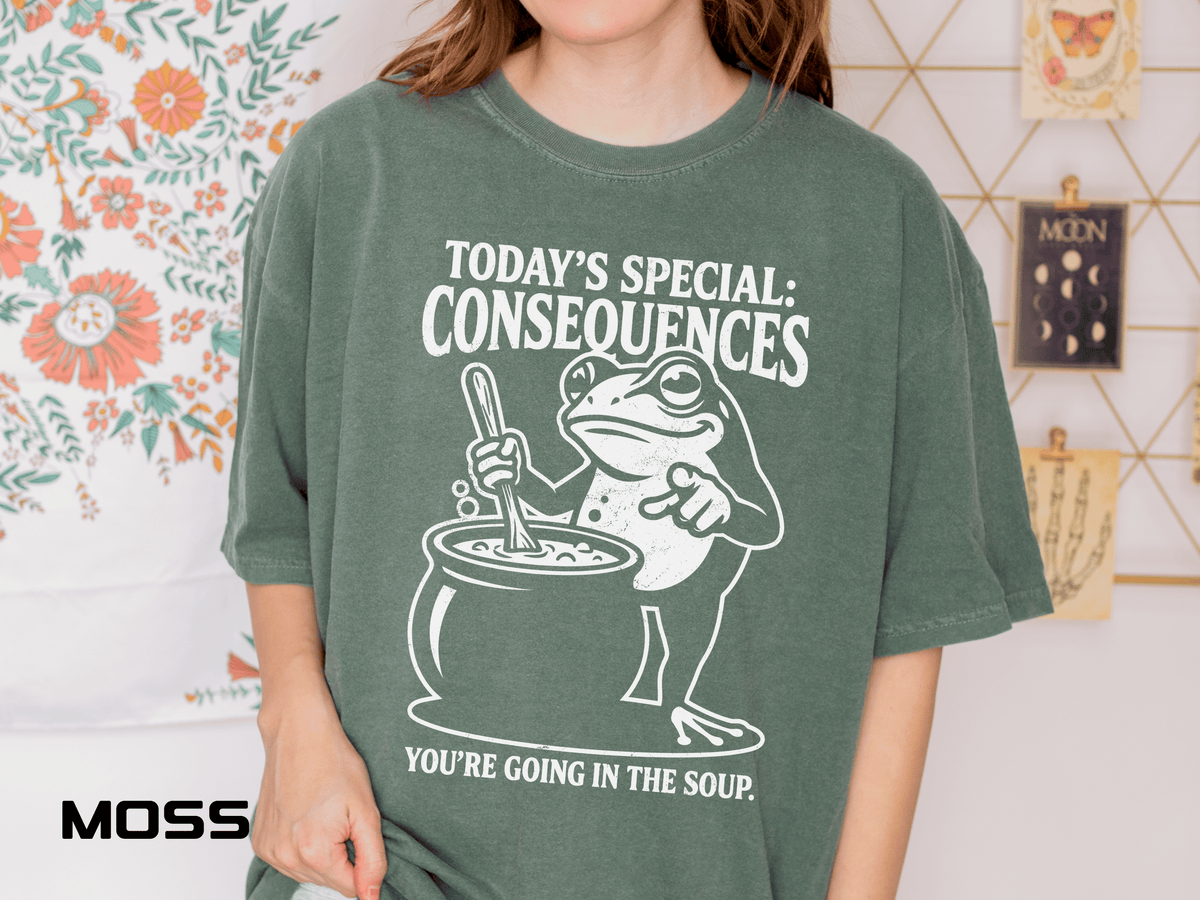 Funny Frog Consequences Shirt Comfort Colors Tee, Today's Special Consequences Teacher Shirt, Classroom Humor Gift, Retro Frog Graphic Tee