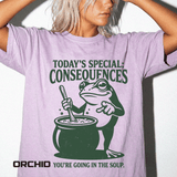 Funny Frog Consequences Shirt Comfort Colors Tee, Today's Special Consequences Teacher Shirt, Classroom Humor Gift, Retro Frog Graphic Tee