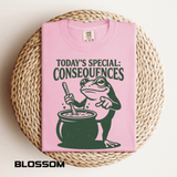 Funny Frog Consequences Shirt Comfort Colors Tee, Today's Special Consequences Teacher Shirt, Classroom Humor Gift, Retro Frog Graphic Tee