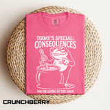 Funny Frog Consequences Shirt Comfort Colors Tee, Today's Special Consequences Teacher Shirt, Classroom Humor Gift, Retro Frog Graphic Tee