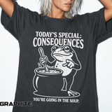 Funny Frog Consequences Shirt Comfort Colors Tee, Today's Special Consequences Teacher Shirt, Classroom Humor Gift, Retro Frog Graphic Tee