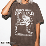 Funny Frog Consequences Shirt Comfort Colors Tee, Today's Special Consequences Teacher Shirt, Classroom Humor Gift, Retro Frog Graphic Tee