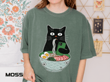 Black Cat Ramen Shirt Comfort Colors Tee, Funny Cat Lover Graphic Shirt, Introvert Cat Eating Noodles Tee, Japanese Foodie Gift