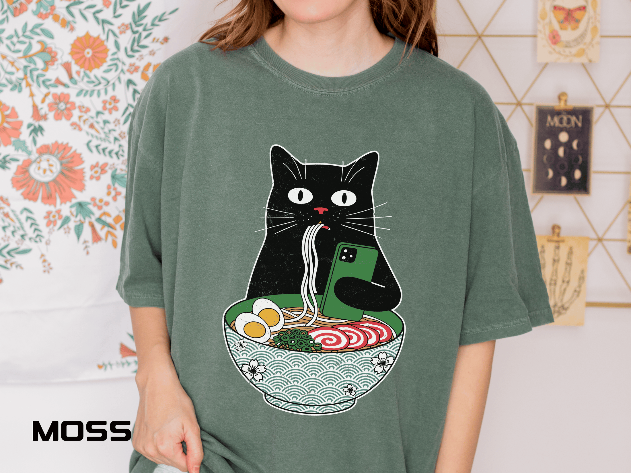 Black Cat Ramen Shirt Comfort Colors Tee, Funny Cat Lover Graphic Shirt, Introvert Cat Eating Noodles Tee, Japanese Foodie Gift