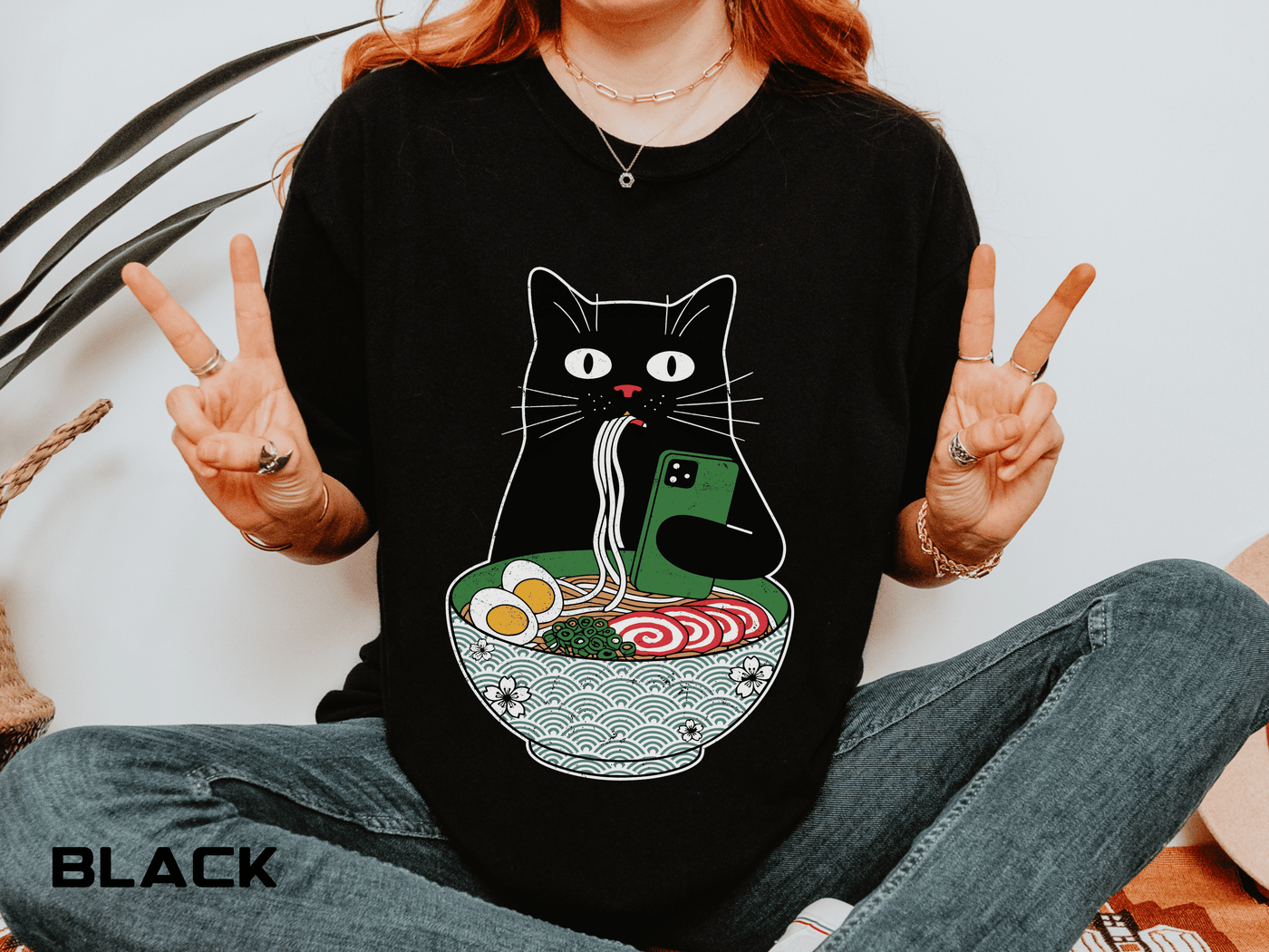 Black Cat Ramen Shirt Comfort Colors Tee, Funny Cat Lover Graphic Shirt, Introvert Cat Eating Noodles Tee, Japanese Foodie Gift