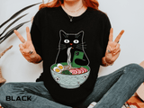 Black Cat Ramen Shirt Comfort Colors Tee, Funny Cat Lover Graphic Shirt, Introvert Cat Eating Noodles Tee, Japanese Foodie Gift