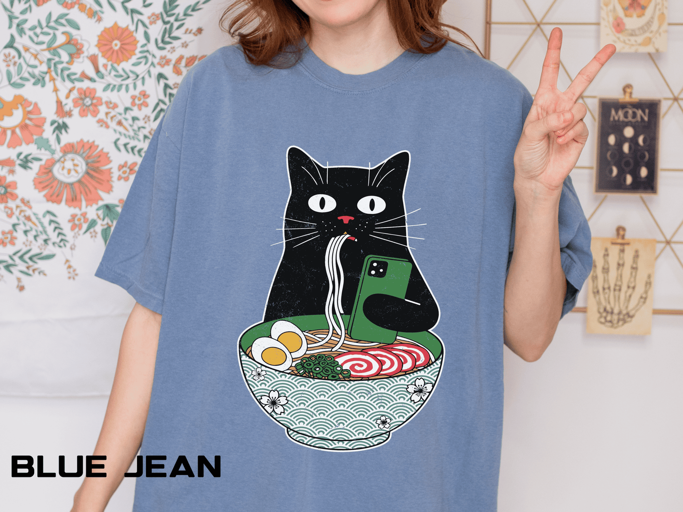 Black Cat Ramen Shirt Comfort Colors Tee, Funny Cat Lover Graphic Shirt, Introvert Cat Eating Noodles Tee, Japanese Foodie Gift