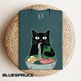 Black Cat Ramen Shirt Comfort Colors Tee, Funny Cat Lover Graphic Shirt, Introvert Cat Eating Noodles Tee, Japanese Foodie Gift