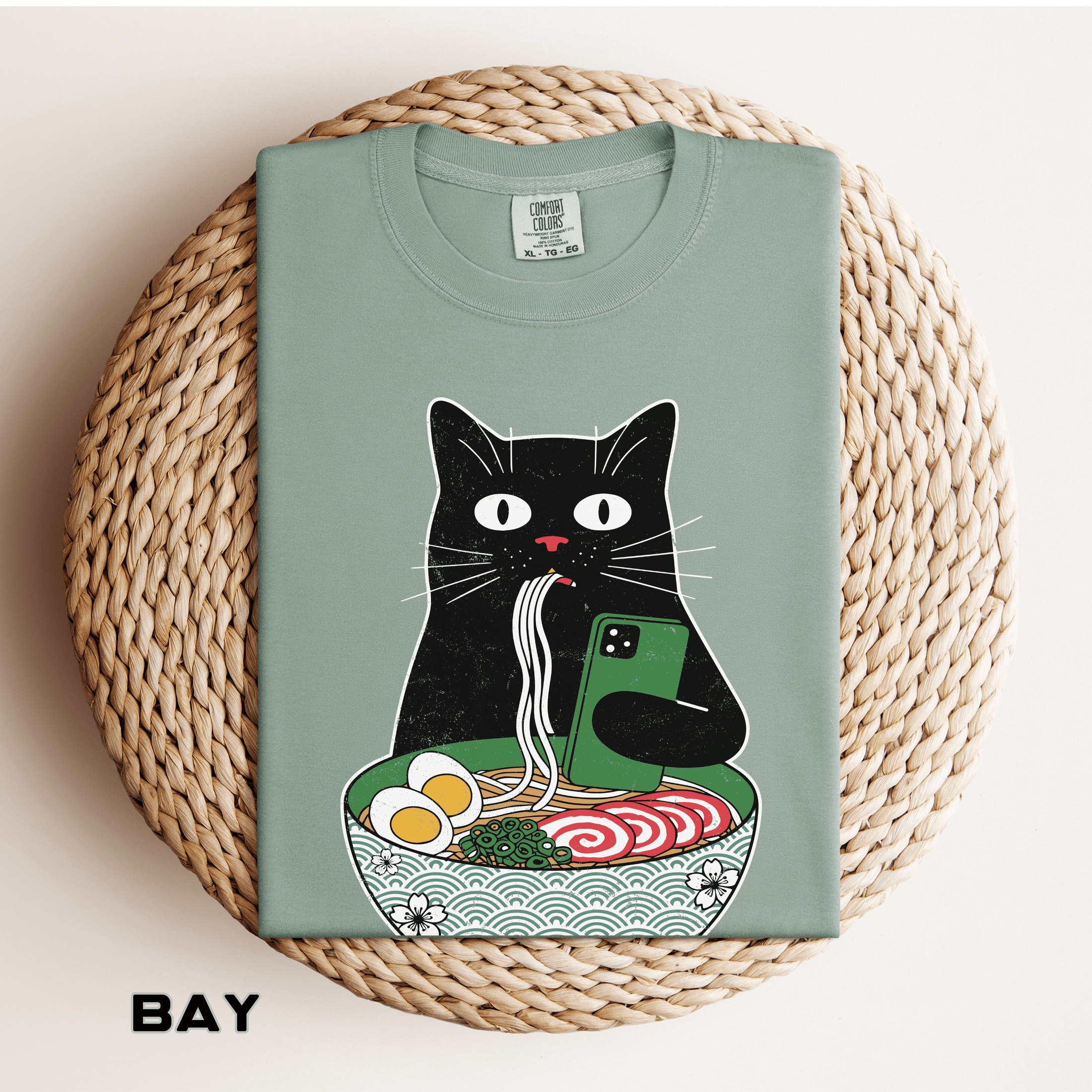 Black Cat Ramen Shirt Comfort Colors Tee, Funny Cat Lover Graphic Shirt, Introvert Cat Eating Noodles Tee, Japanese Foodie Gift