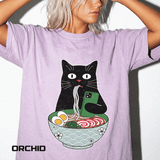 Black Cat Ramen Shirt Comfort Colors Tee, Funny Cat Lover Graphic Shirt, Introvert Cat Eating Noodles Tee, Japanese Foodie Gift