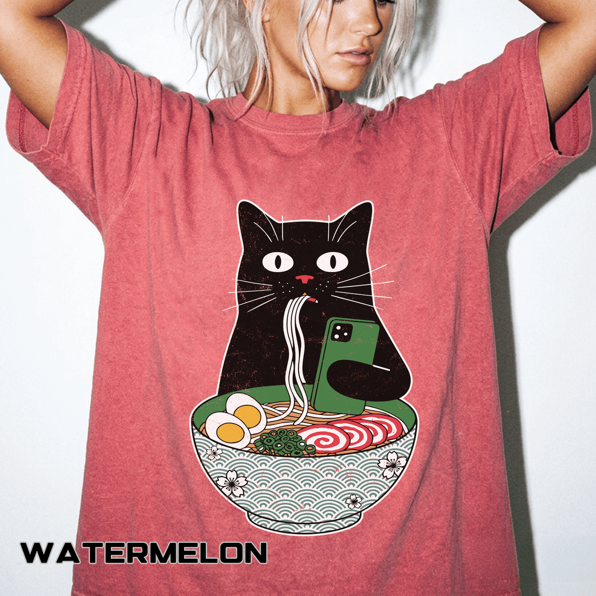 Black Cat Ramen Shirt Comfort Colors Tee, Funny Cat Lover Graphic Shirt, Introvert Cat Eating Noodles Tee, Japanese Foodie Gift