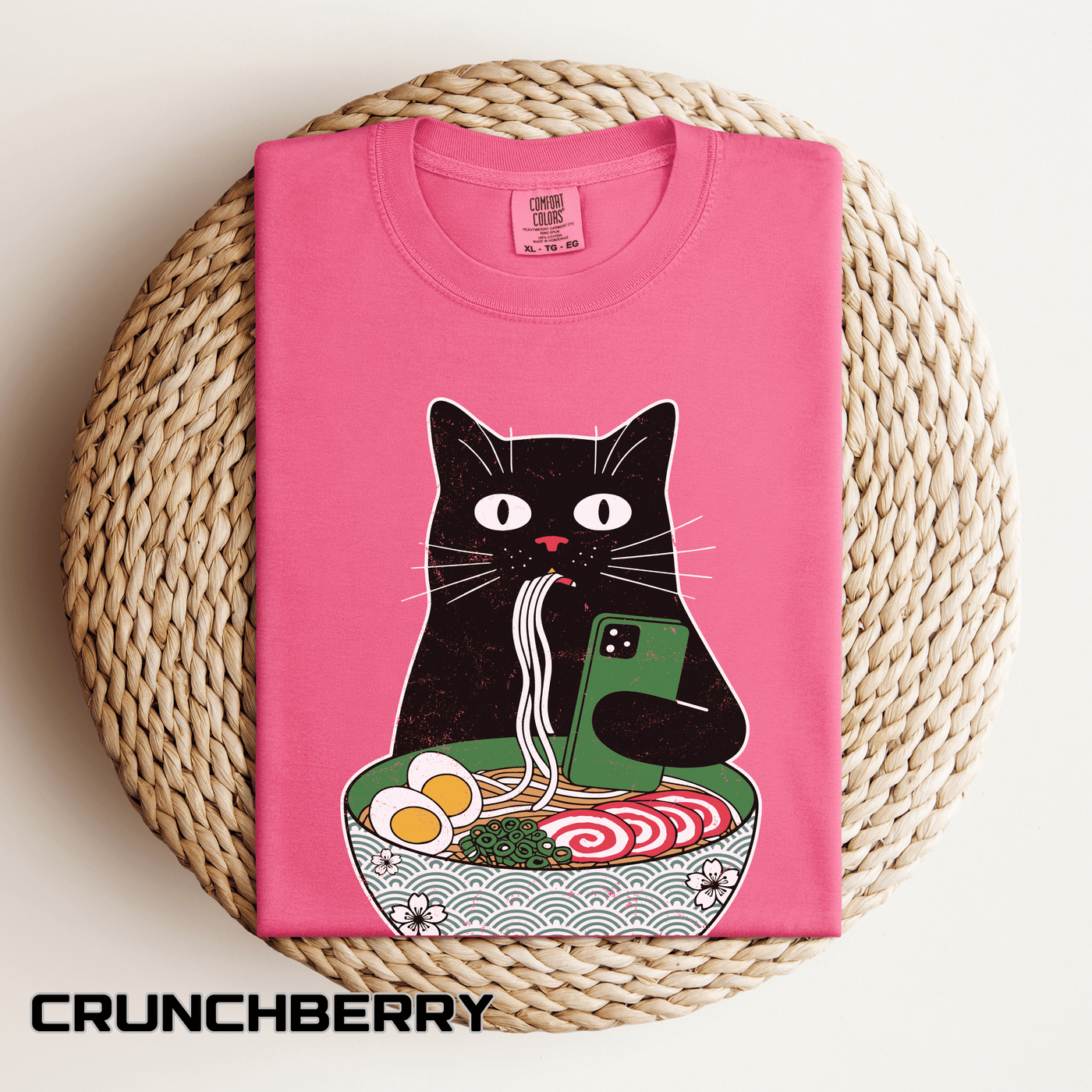 Black Cat Ramen Shirt Comfort Colors Tee, Funny Cat Lover Graphic Shirt, Introvert Cat Eating Noodles Tee, Japanese Foodie Gift