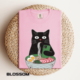 Black Cat Ramen Shirt Comfort Colors Tee, Funny Cat Lover Graphic Shirt, Introvert Cat Eating Noodles Tee, Japanese Foodie Gift