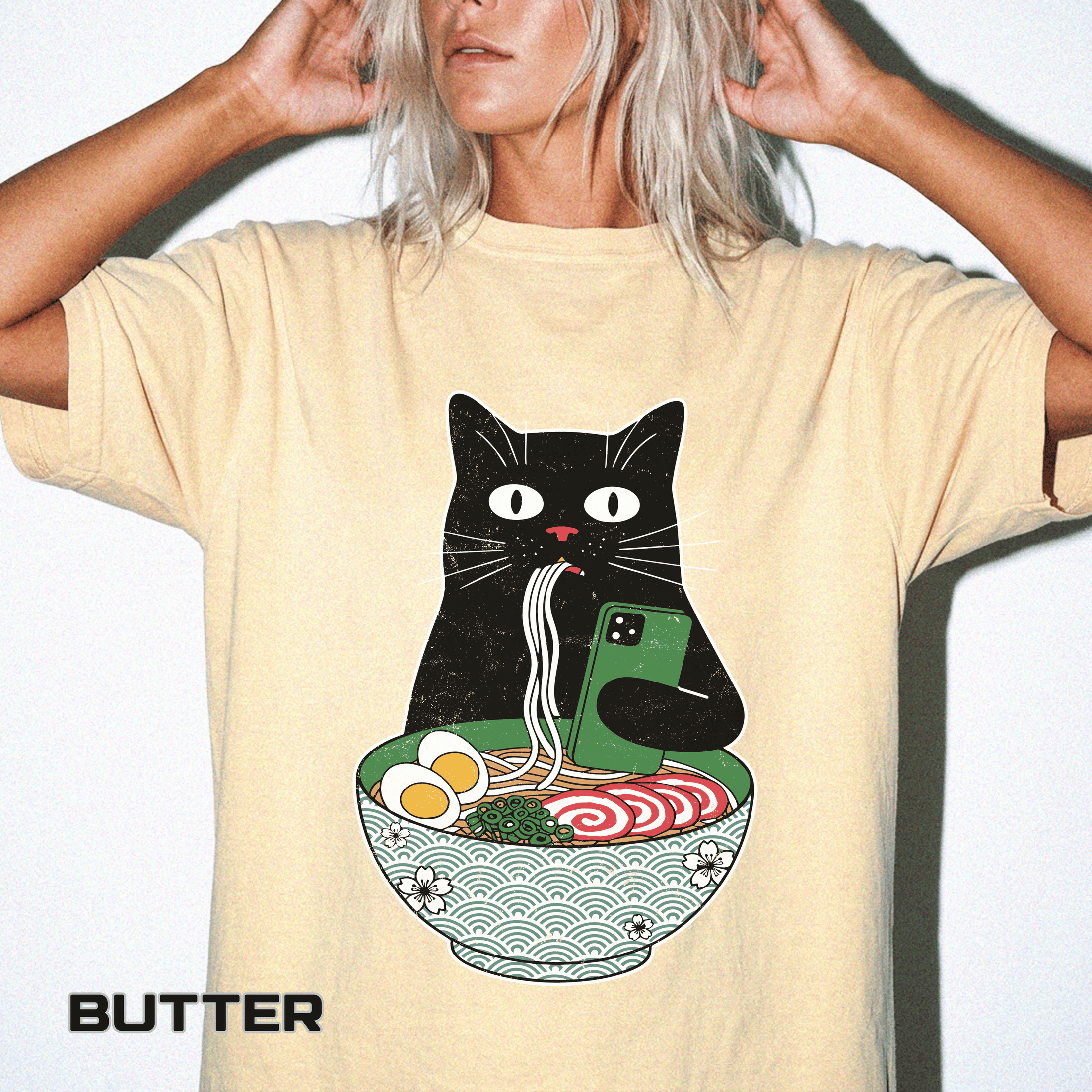 Black Cat Ramen Shirt Comfort Colors Tee, Funny Cat Lover Graphic Shirt, Introvert Cat Eating Noodles Tee, Japanese Foodie Gift