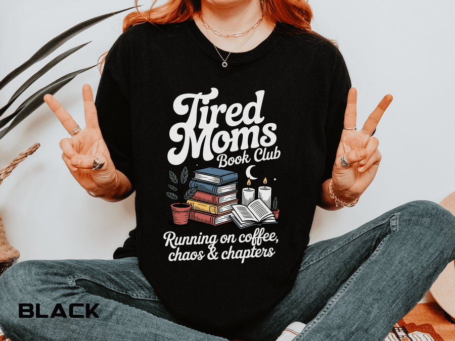 Comfort Colors Tired Moms Book Club Shirt, Book Lover Mom Tee, Reading Mom Shirt, Coffee and Books Graphic Tee, Booktok Gift