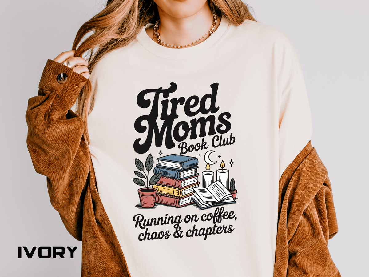 Comfort Colors Tired Moms Book Club Shirt, Book Lover Mom Tee, Reading Mom Shirt, Coffee and Books Graphic Tee, Booktok Gift