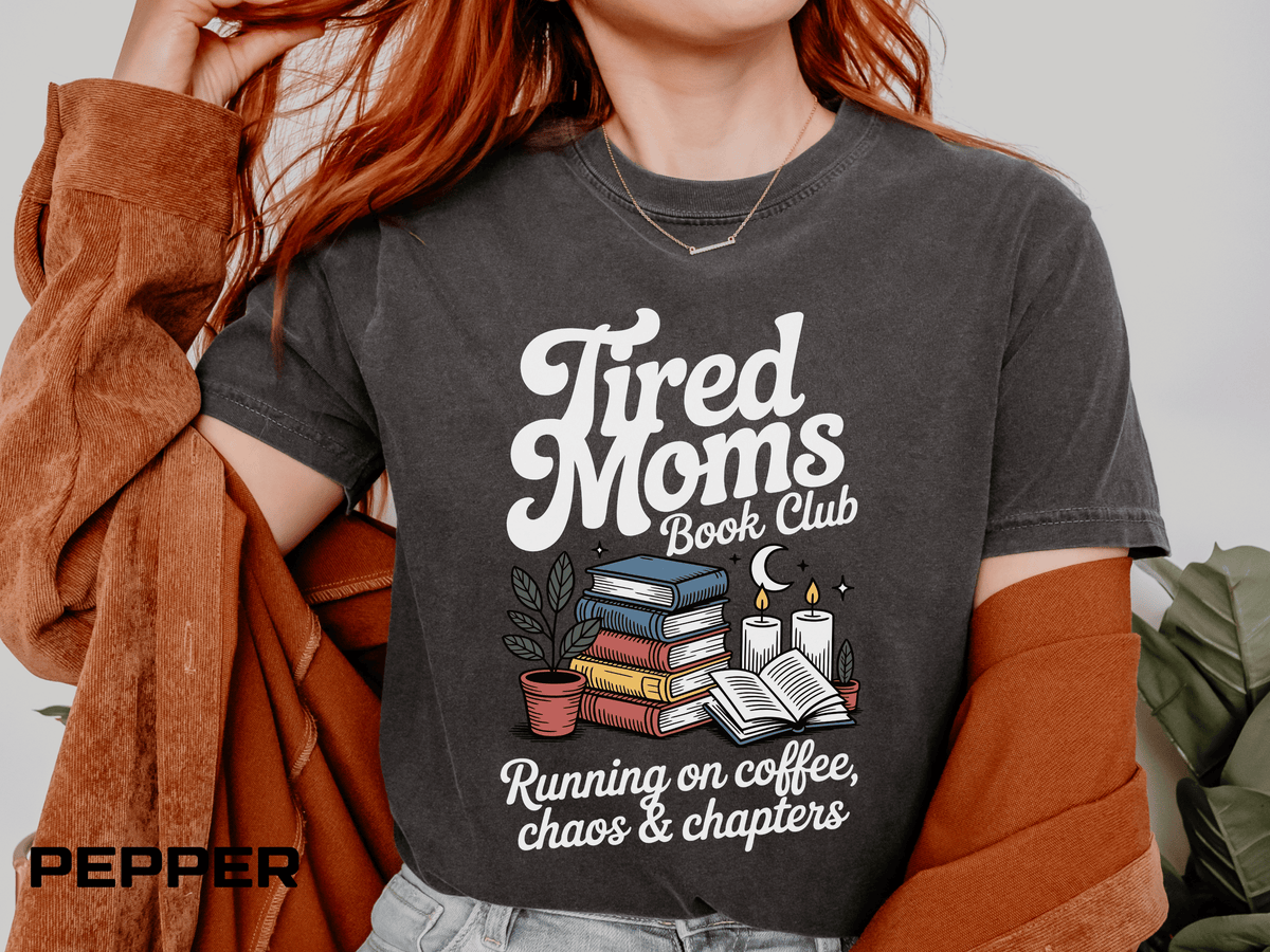 Comfort Colors Tired Moms Book Club Shirt, Book Lover Mom Tee, Reading Mom Shirt, Coffee and Books Graphic Tee, Booktok Gift