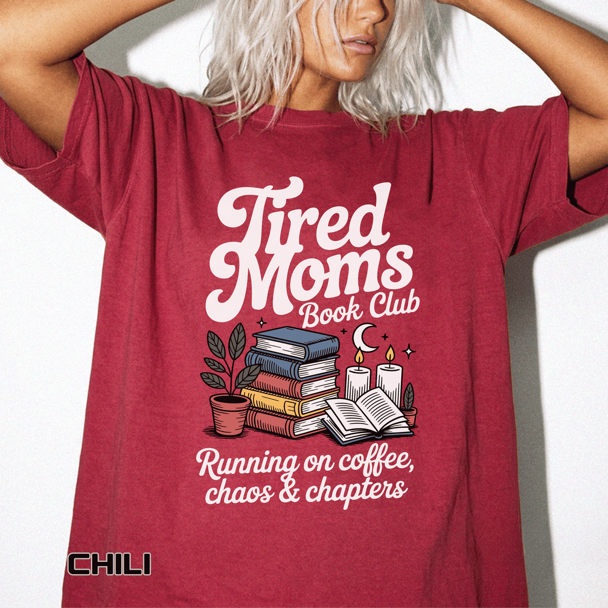 Comfort Colors Tired Moms Book Club Shirt, Book Lover Mom Tee, Reading Mom Shirt, Coffee and Books Graphic Tee, Booktok Gift
