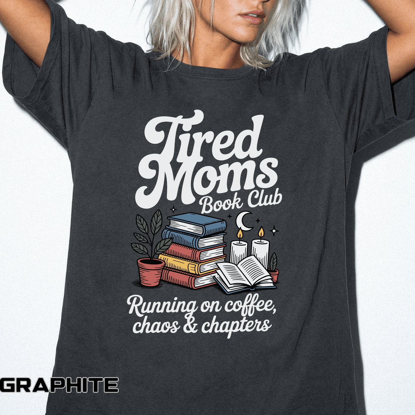 Comfort Colors Tired Moms Book Club Shirt, Book Lover Mom Tee, Reading Mom Shirt, Coffee and Books Graphic Tee, Booktok Gift