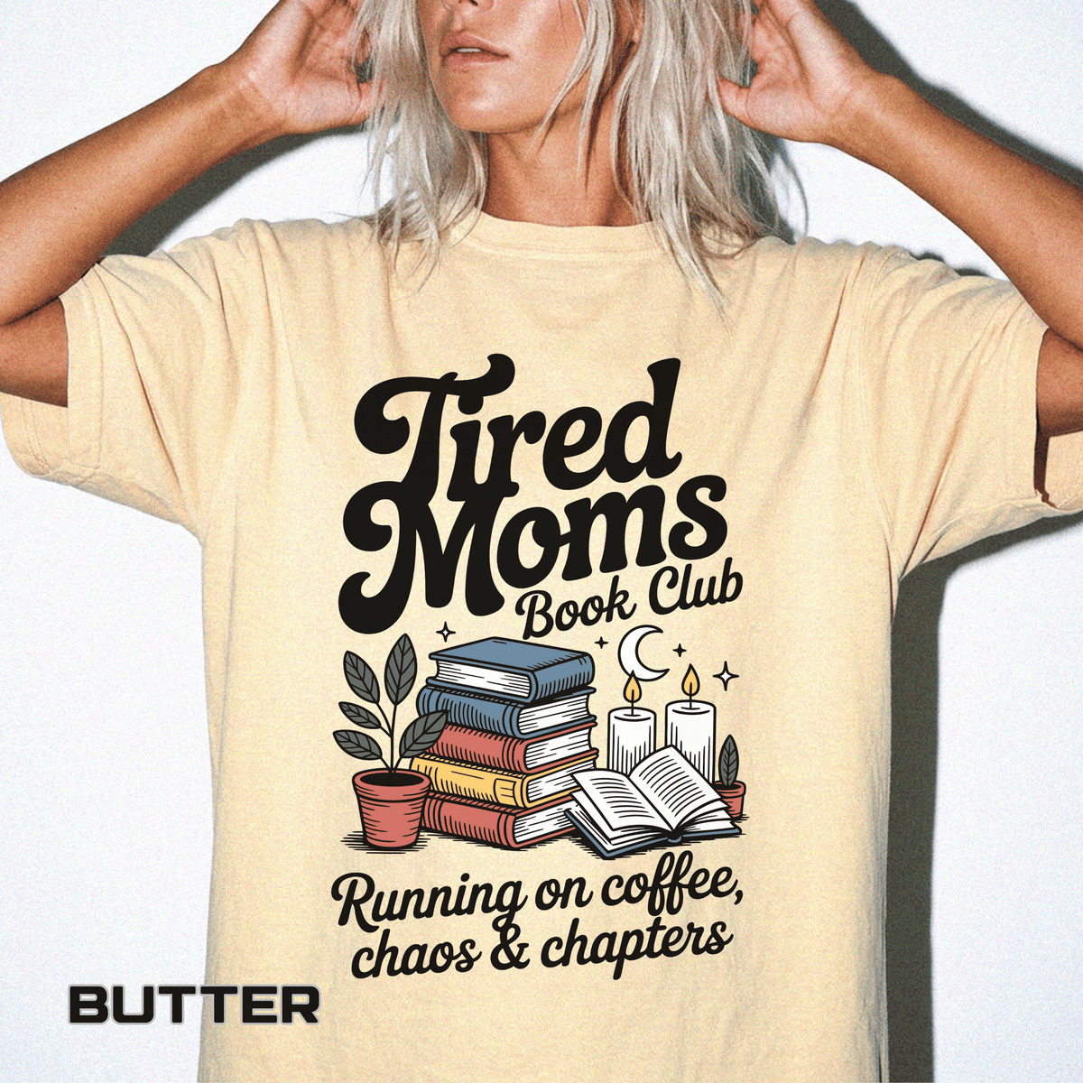 Comfort Colors Tired Moms Book Club Shirt, Book Lover Mom Tee, Reading Mom Shirt, Coffee and Books Graphic Tee, Booktok Gift